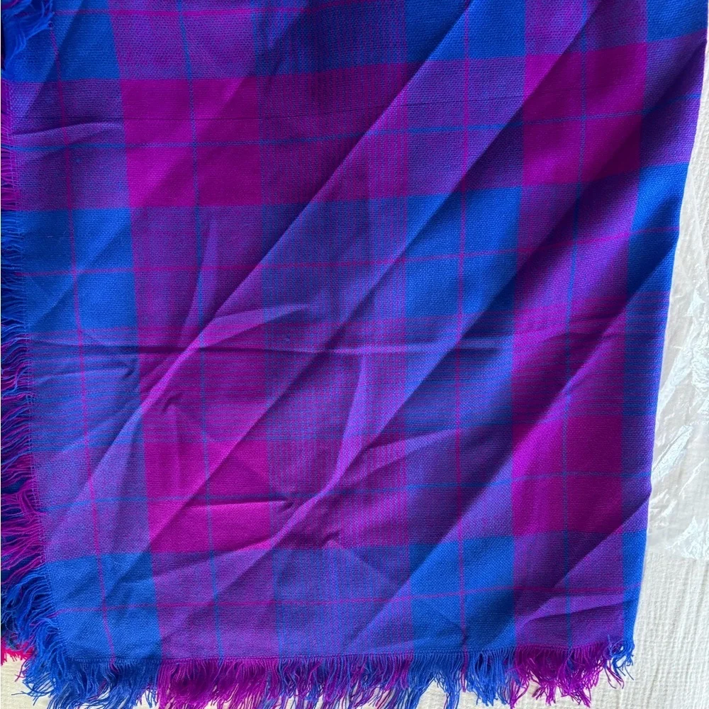 Peruvian Vibrant Plaid & Ombre Fringe Scarves - Pink, Blue, Green, Purple